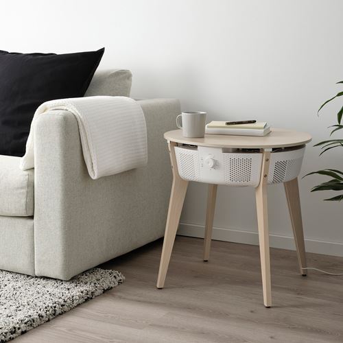 IKEA - STARKVIND, table with air purifier, oak veneer-white, 54x55 cm