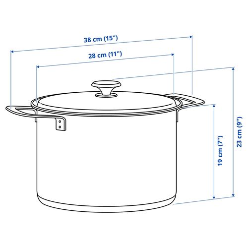 IKEA - HEMKOMST, steel pot, stainless steel, 10 l