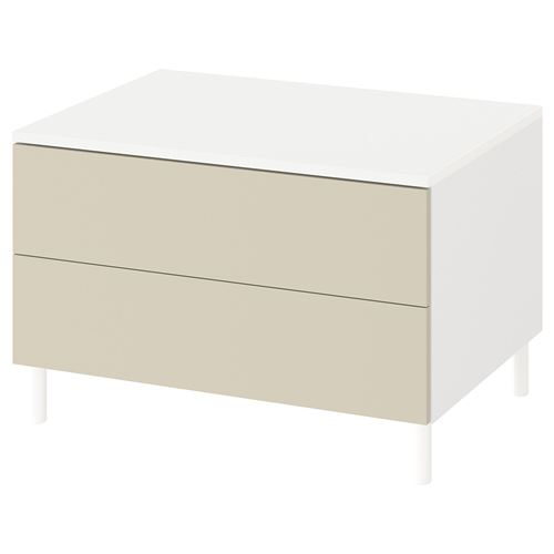 IKEA - PLATSA/SKATVAL, bedside table, white-lighr beige, 80x57x53 cm