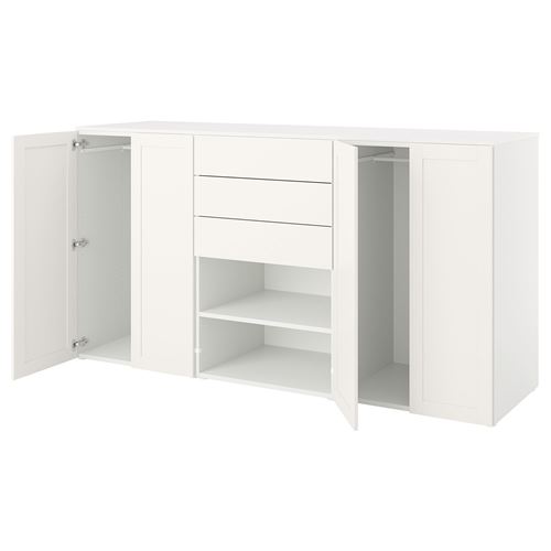 IKEA - PLATSA/FONNES/SANNIDAL, PLATSA dolap sistemi, beyaz, 240x57x123 cm