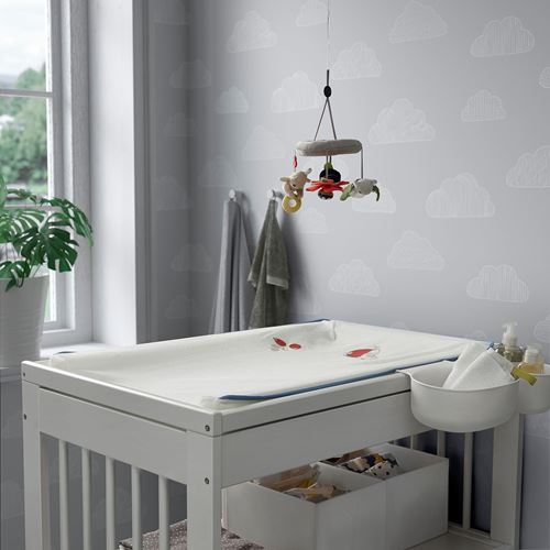 IKEA - VADRA, cover for babycare mat, white-blue, 74x48 cm