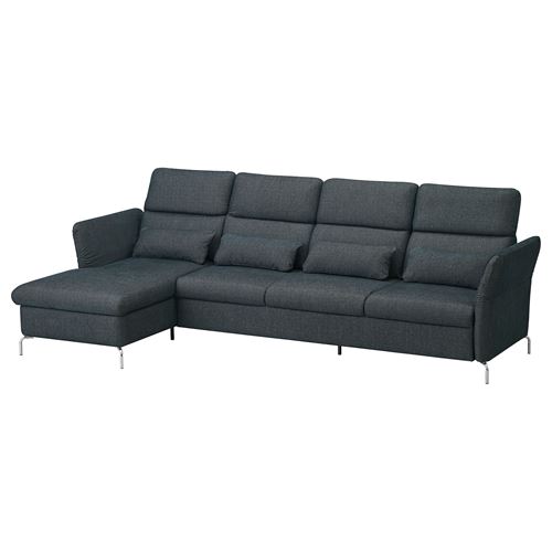 IKEA - FAMMARP, 3-seat sofa and chaise longue, TALLMYRA black/grey