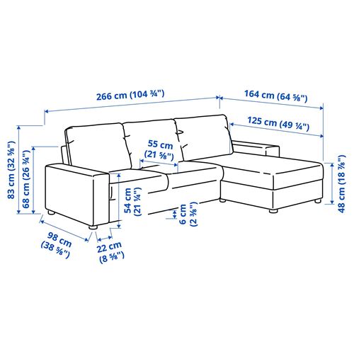 IKEA - VIMLE, 2-seat sofa and chaise longue, Gunnared beige