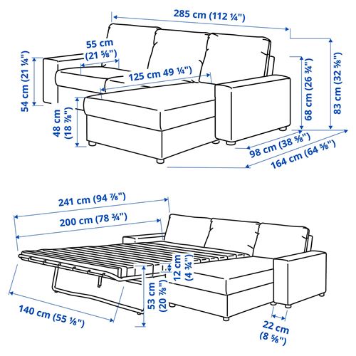 IKEA - VIMLE, bazalı yataklı köşe kanepe, hallarp bej