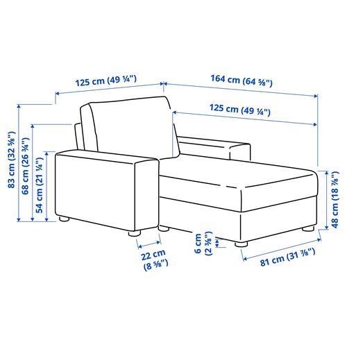 IKEA - VIMLE, chaise longue, Gunnared beige