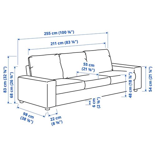 IKEA - VIMLE, 3'lü kanepe, gunnared orta gri