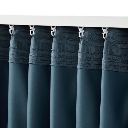 IKEA - BLAHUVA, blackout curtain, 1 pair, dark blue, 145x300 cm