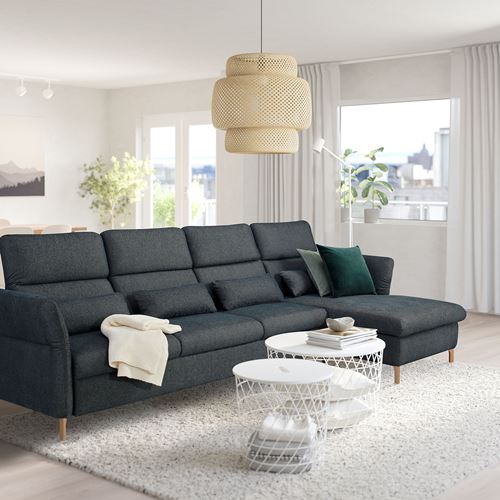 IKEA - FAMMARP, 3-seat sofa and chaise longue, TALLMYRA black/grey