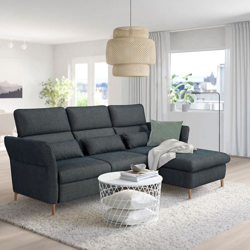 IKEA - FAMMARP, 2-seat sofa and chaise longue, TALLMYRA black/grey