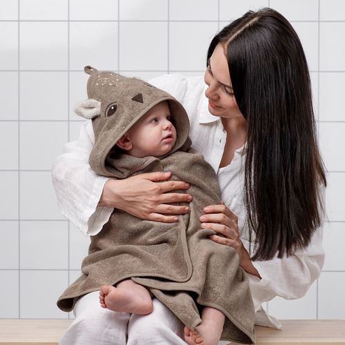 IKEA - TROLLDOM, baby towel, brown, 80x80 cm