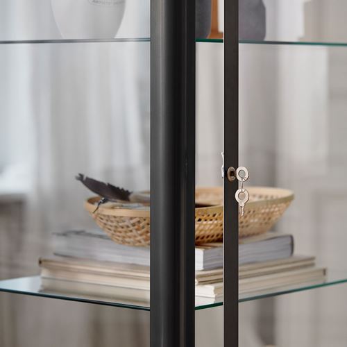 IKEA - FABRIKÖR, glass cabinet, dark grey, 57x150 cm