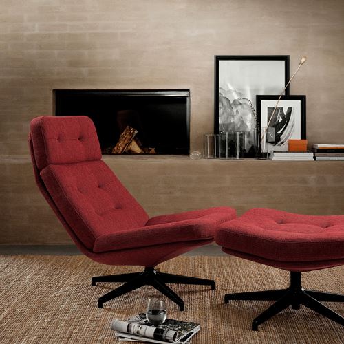 IKEA - HAVBERG, swivel armchair, lejde red-brown