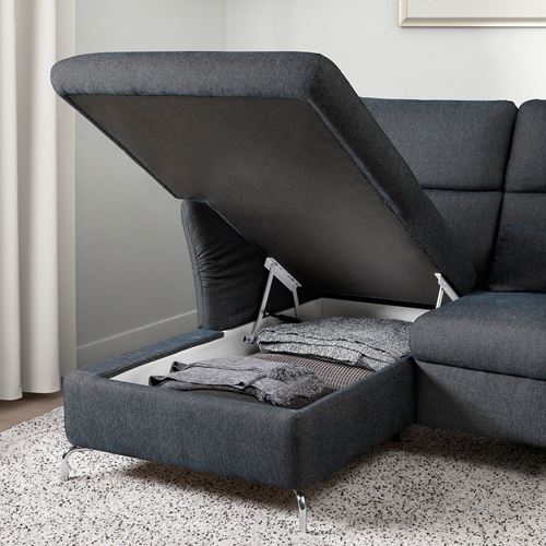 IKEA - FAMMARP, 3-seat sofa and chaise longue, TALLMYRA black/grey