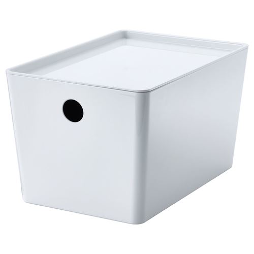 IKEA - KUGGIS, box with lid, white, 18x26x15 cm