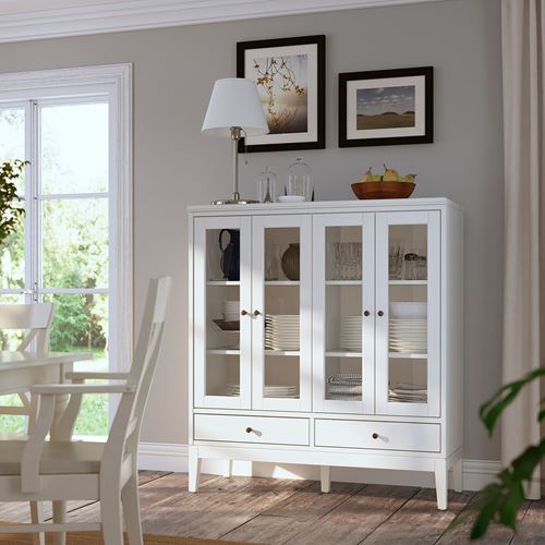 IKEA - IDANAS, glass-door cabinet, white, 121x50x135 cm