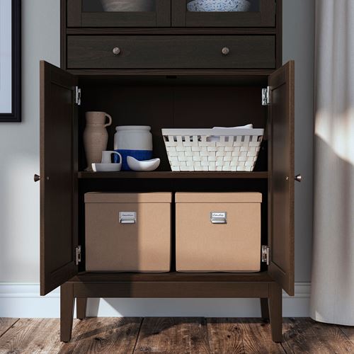 IKEA - IDANAS, tv storage unit, dark brown-glass, 325x40x211 cm