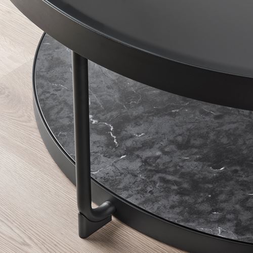 IKEA - FRÖTORP, coffee table, black/marble effect, 88 cm