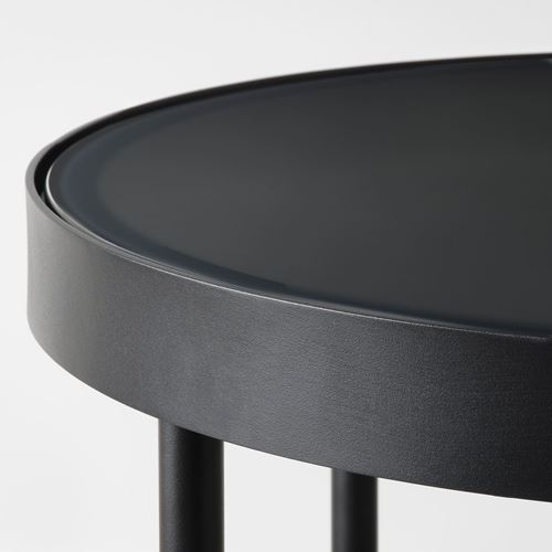 IKEA - FRÖTORP, side table, black/marble effect, 48 cm