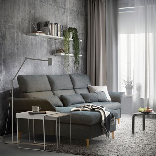 IKEA - FAMMARP, 2-seat sofa and chaise longue, TALLMYRA black/grey