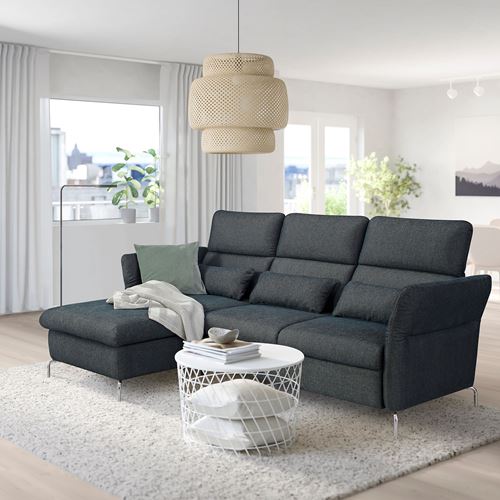 IKEA - FAMMARP, 2-seat sofa and chaise longue, TALLMYRA black/grey