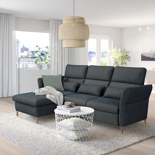 IKEA - FAMMARP, 2-seat sofa and chaise longue, TALLMYRA black/grey