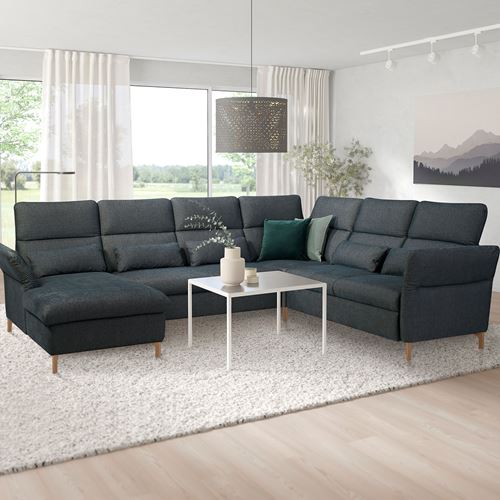 IKEA - FAMMARP, 4-seat corner sofa and chaise longue, TALLMYRA black/grey