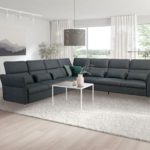 IKEA - FAMMARP, 6-seat corner sofa, TALLMYRA black/grey