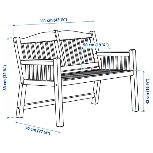 IKEA - PARONHOLMEN, bahçe bankı, kırmızı, 111x70x83 cm