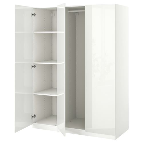 IKEA - PAX/FARDAL, PAX wardrobe, white-high gloss white, 150x60x201 cm