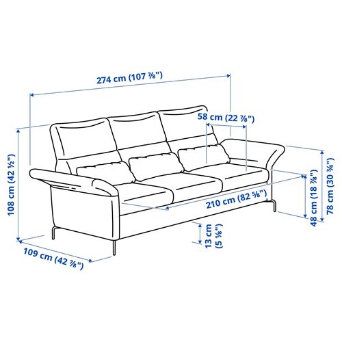 IKEA - FAMMARP, 3'lü kanepe, tallmyra siyah-gri