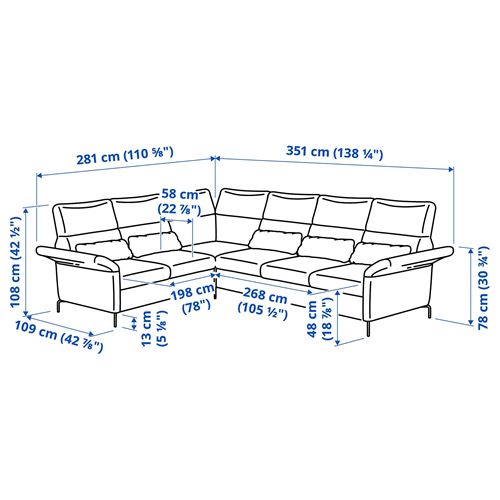 IKEA - FAMMARP, 5'li köşe kanepe, viarp bej-kahverengi