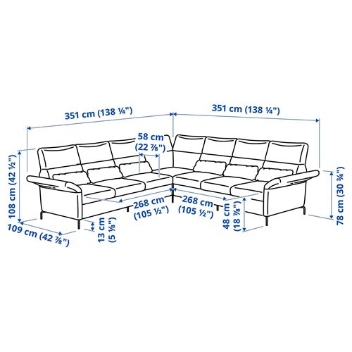 IKEA - FAMMARP, 6'lı köşe kanepe, tallmyra siyah-gri