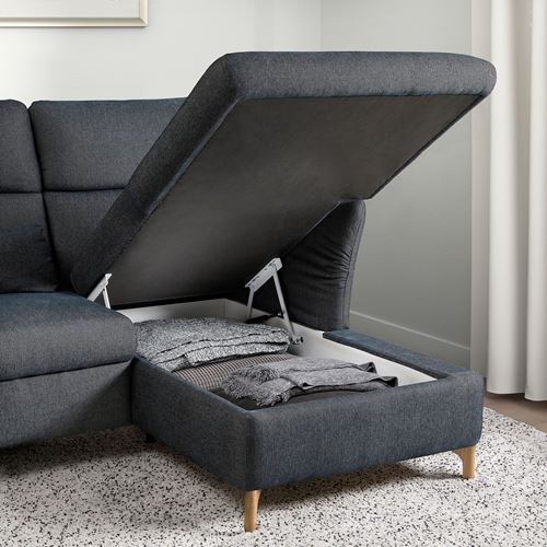 IKEA - FAMMARP, 2-seat sofa and chaise longue, TALLMYRA black/grey