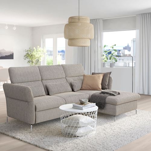 IKEA - FAMMARP, 2-seat sofa and chaise longue, Viarp Beige-brown