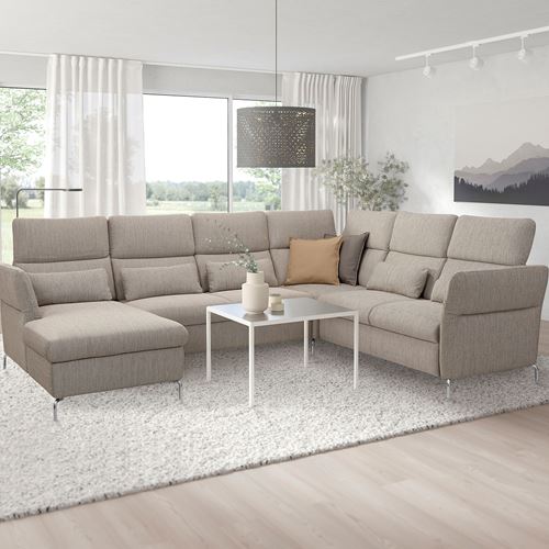 IKEA - FAMMARP, 4-seat corner sofa and chaise longue, viarp Beige-brown