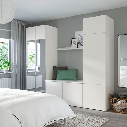 IKEA - PLATSA/STRAUMEN, PLATSA gardırop, beyaz-ayna, 260x42x221 cm