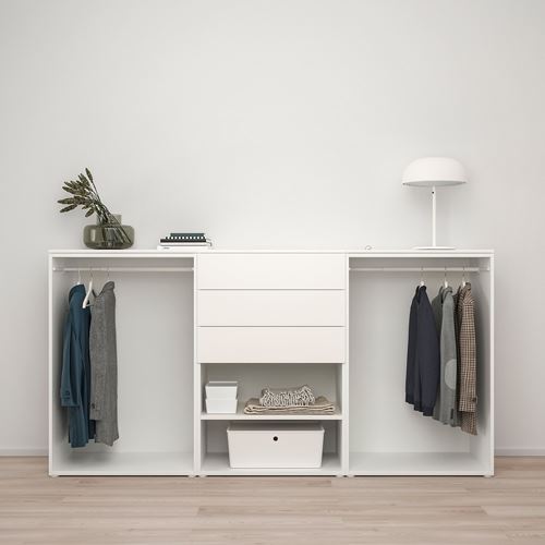IKEA - PLATSA/FONNES/SANNIDAL, PLATSA dolap sistemi, beyaz, 240x57x123 cm