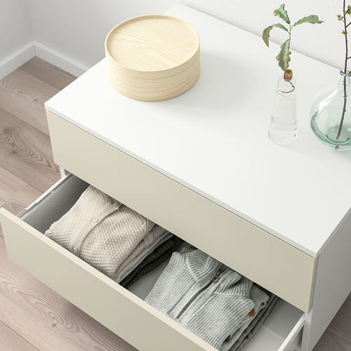 IKEA - PLATSA/SKATVAL, bedside table, white-lighr beige, 80x57x53 cm