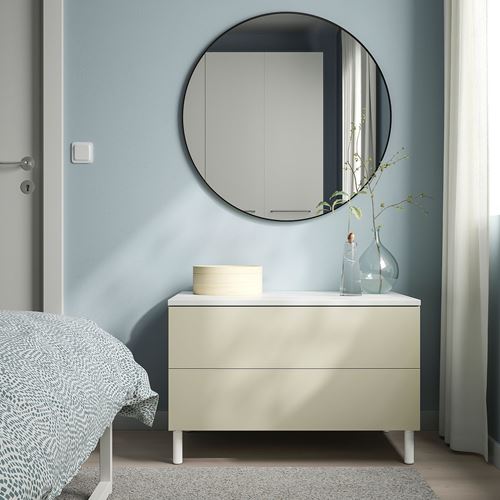 IKEA - PLATSA/SKATVAL, bedside table, white-lighr beige, 80x57x53 cm