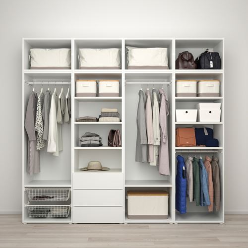 IKEA - PLATSA, PLATSA wardrobe, white, 240x57x221 cm