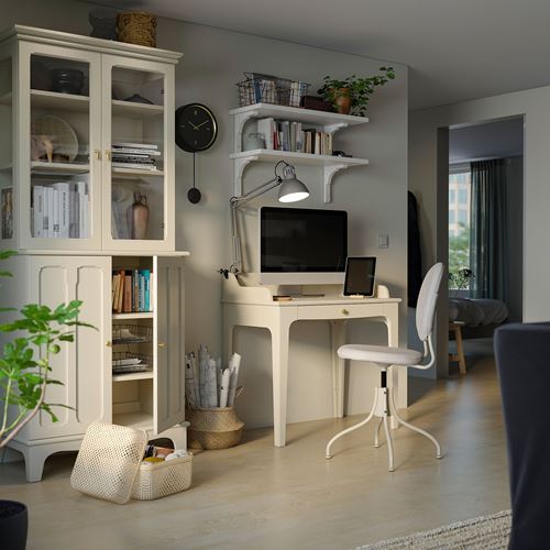 IKEA - LOMMARP/BJÖRKBERGET, desk, chair and storage combination, beige