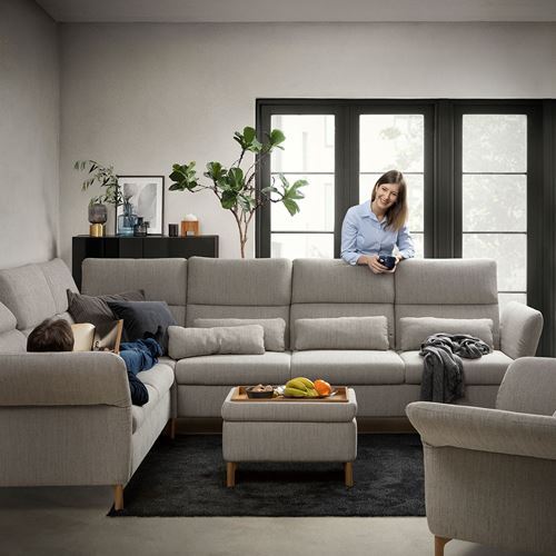 IKEA - FAMMARP, 5-seat corner sofa, viarp beige-brown