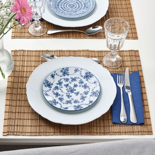 IKEA - ENTUSIASM, side plate set, blue-white, 18 cm