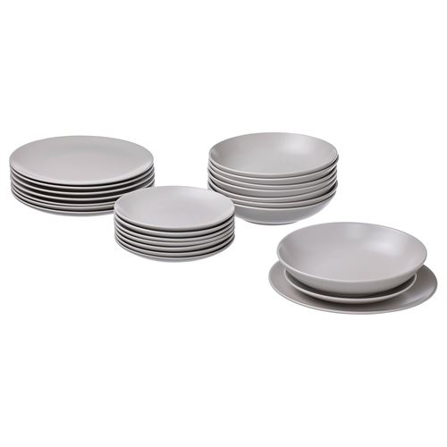 IKEA - FARGKLAR, yemek takımı, mat açık gri