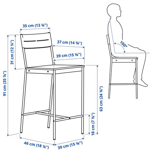 IKEA - SANDSBERG, bar sandalyesi, siyah-kahverengi, 63 cm