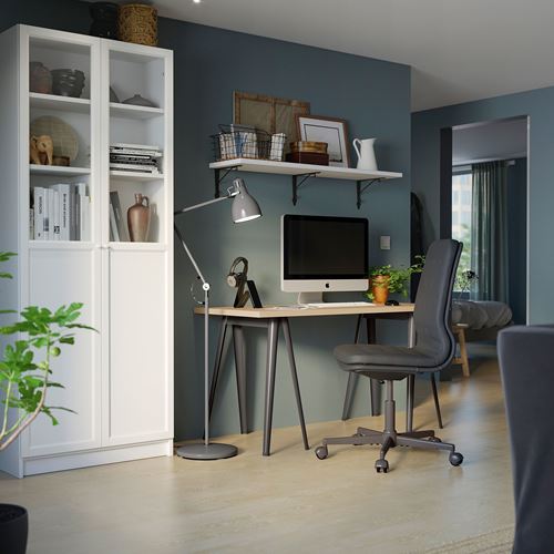 IKEA - MALSKYTT/NARSPEL, desk, birch/dark grey, 140x60 cm