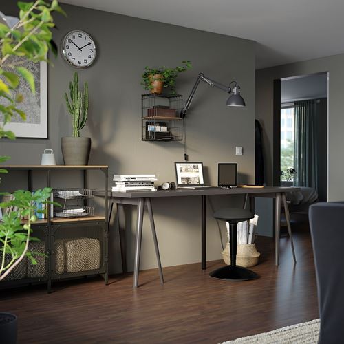 IKEA - LAGKAPTEN/NARSPEL, desk, dark grey/black, 200x60 cm