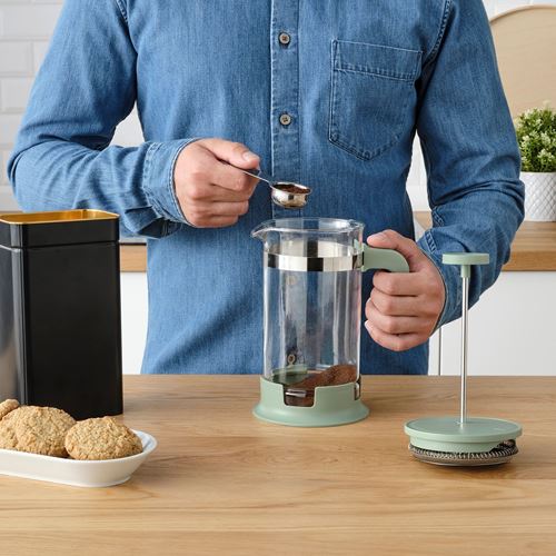 IKEA - UPPHETTA, french press, stainless steel-light green, 1 l