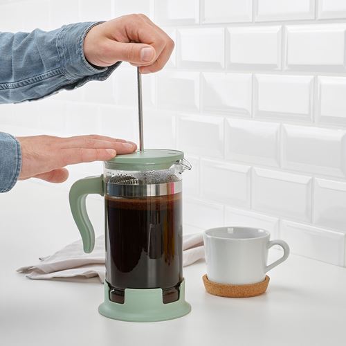 IKEA - UPPHETTA, french press, stainless steel-light green, 1 l