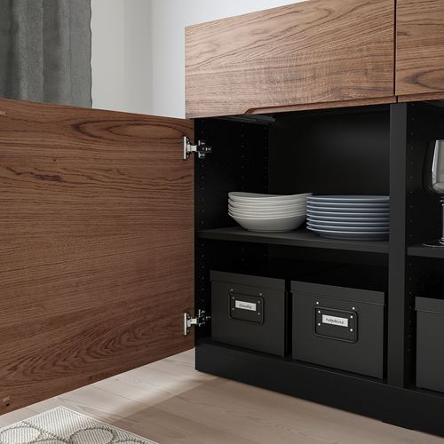 IKEA - KLACKENAS, cabinet with doors, oak veneer-black, 120x97 cm